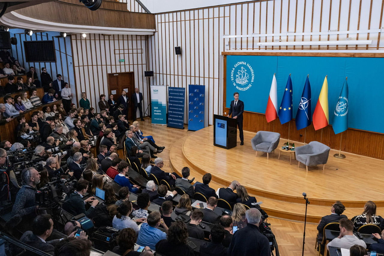 NATO Secretary General Mark Rutte at the Warsaw School of Economics
