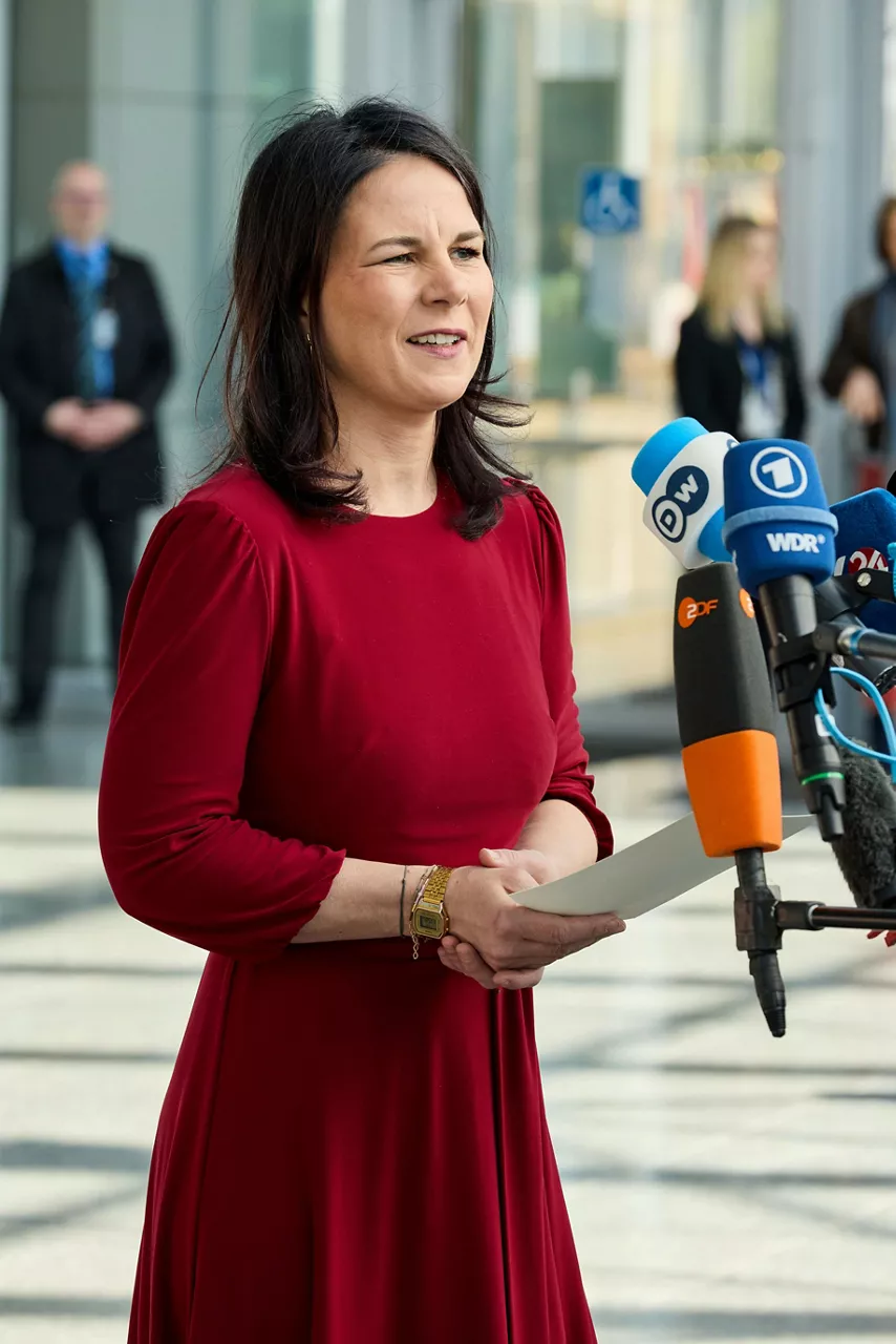 Minister of Foreign Affairs of Germany, Annalena Baerbock, arrives at the NATO Foreign Ministerial