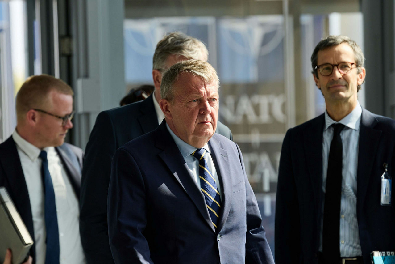 Minister of Foreign Affairs of Denmark, Lars Løkke Rasmussen, arrives at the NATO Foreign Ministerial