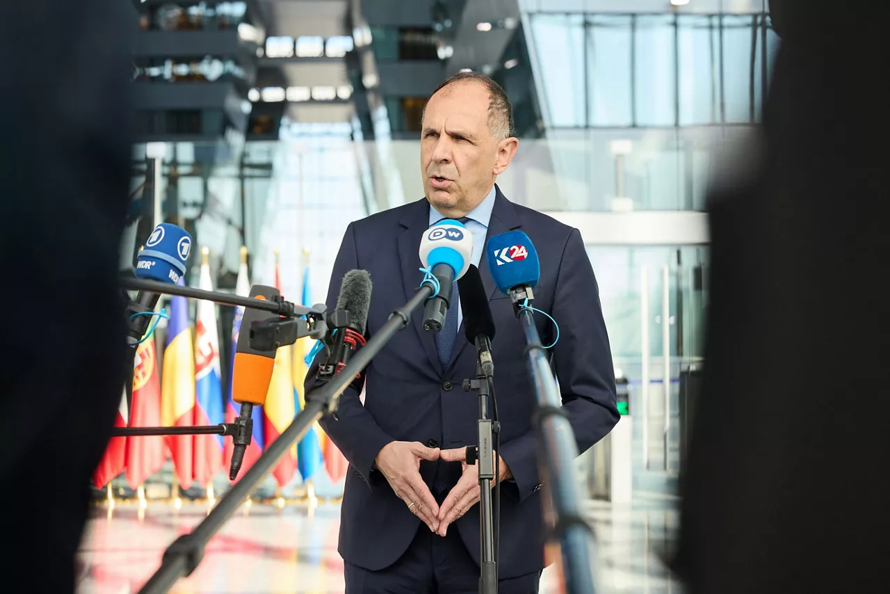 Minister of Foreign Affairs of Greece, Giorgos Gerapetritis, arriving at the NATO Foreign Ministerial Meeting