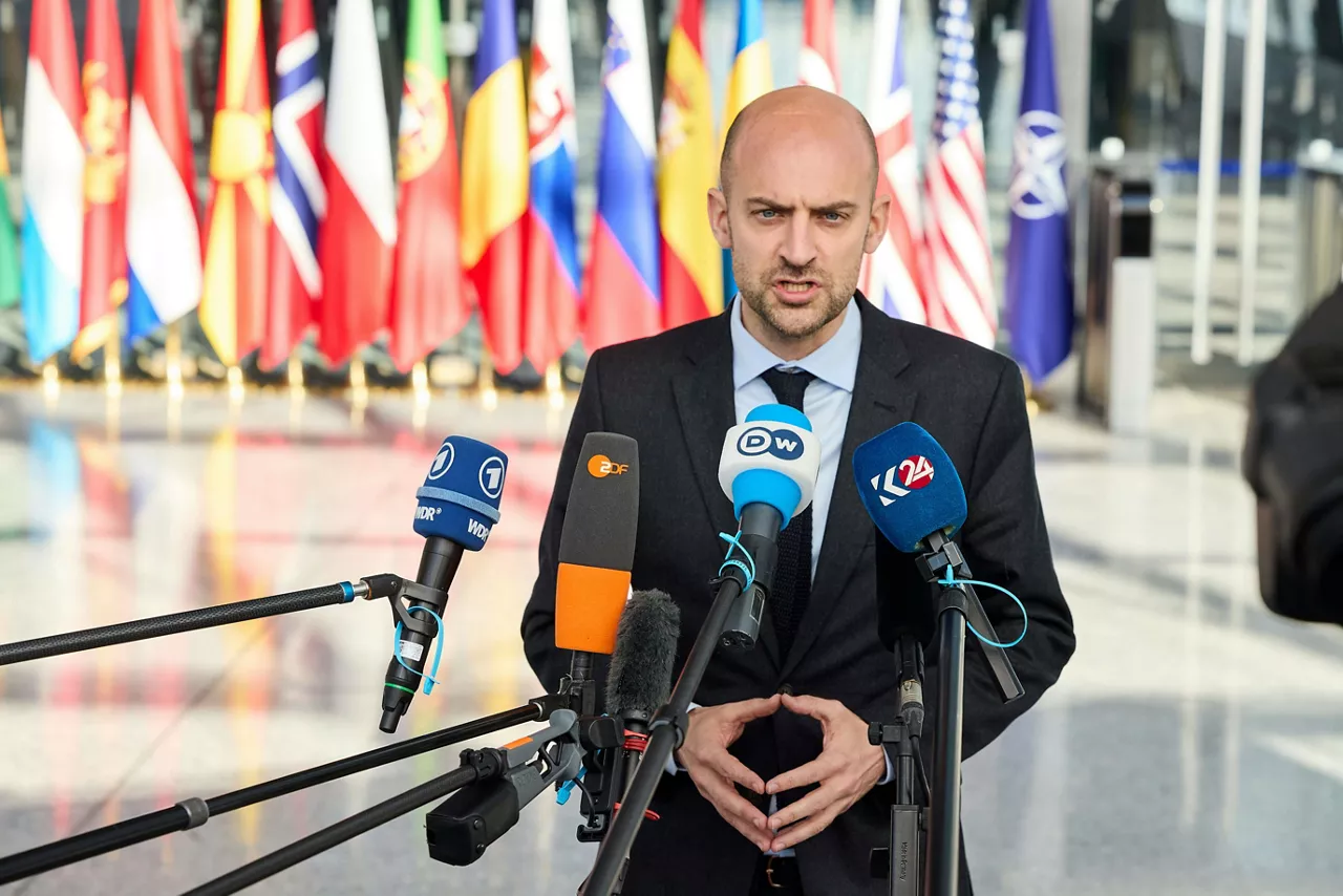 Minister for Europe and Foreign Affairs of France, Jean-Noël Barrot, arrives at the NATO Ministerial Meeting