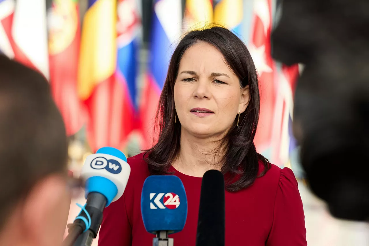 Minister of Foreign Affairs of Germany, Annalena Baerbock, arrives at the NATO Foreign Ministerial
