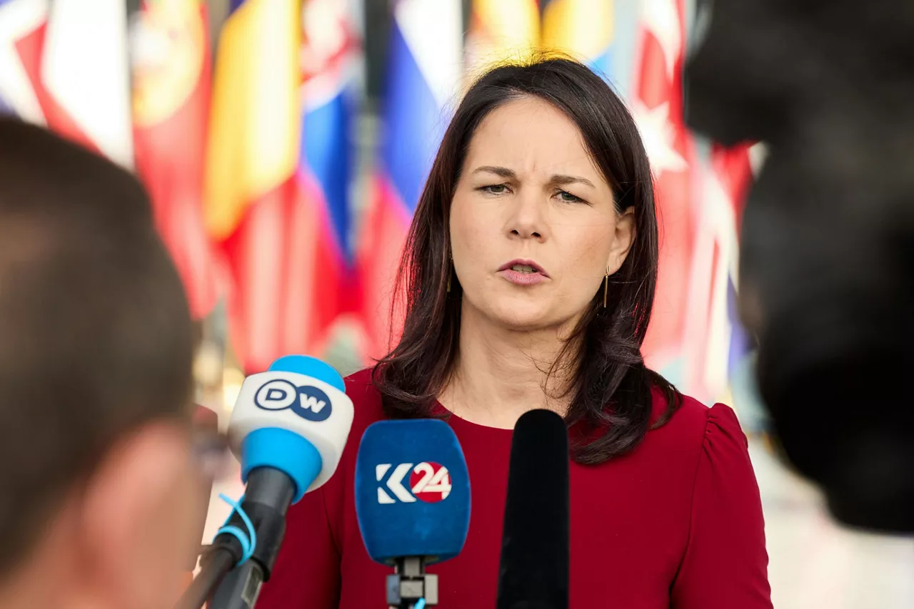 Minister of Foreign Affairs of Germany, Annalena Baerbock, arrives at the NATO Foreign Ministerial