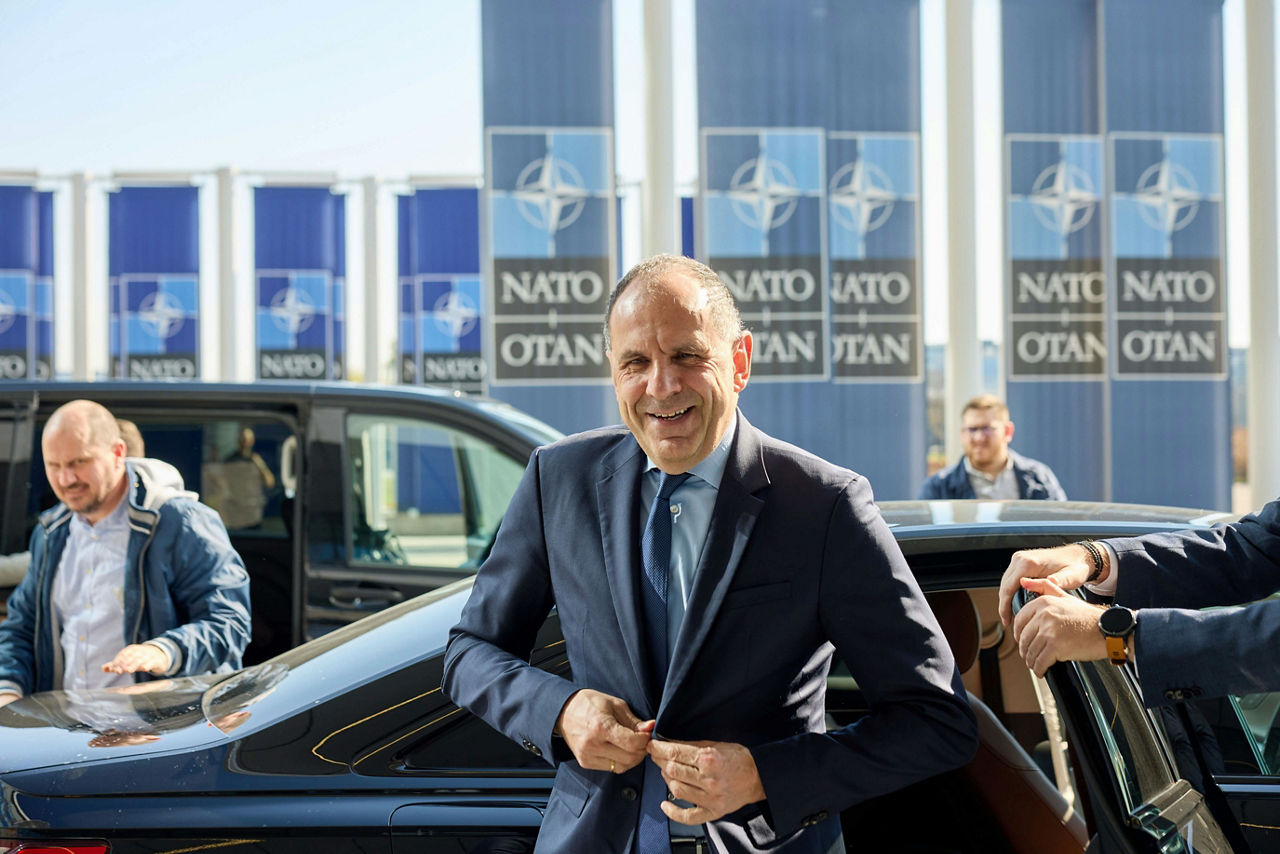 Minister of Foreign Affairs of Greece, Giorgos Gerapetritis, arriving at the NATO Foreign Ministerial Meeting