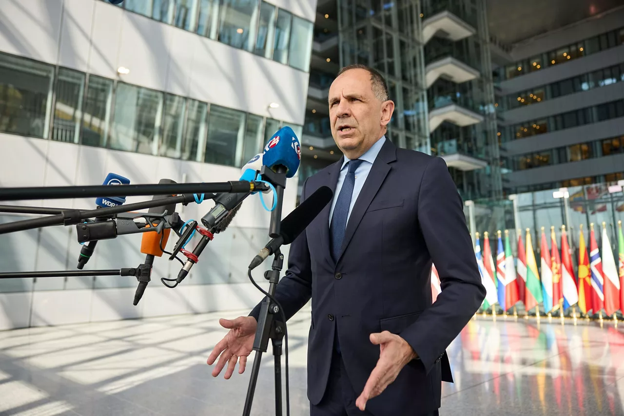 Minister of Foreign Affairs of Greece, Giorgos Gerapetritis, arriving at the NATO Foreign Ministerial Meeting