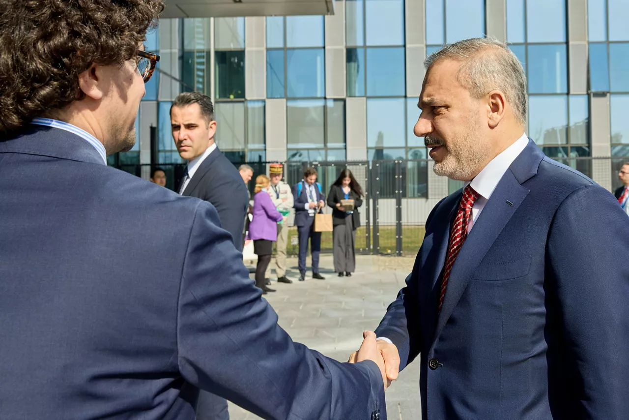 Minister of Foreign Affairs of Türkiye, Hakan Fidan, arriving at the NATO Foreign Ministerial
