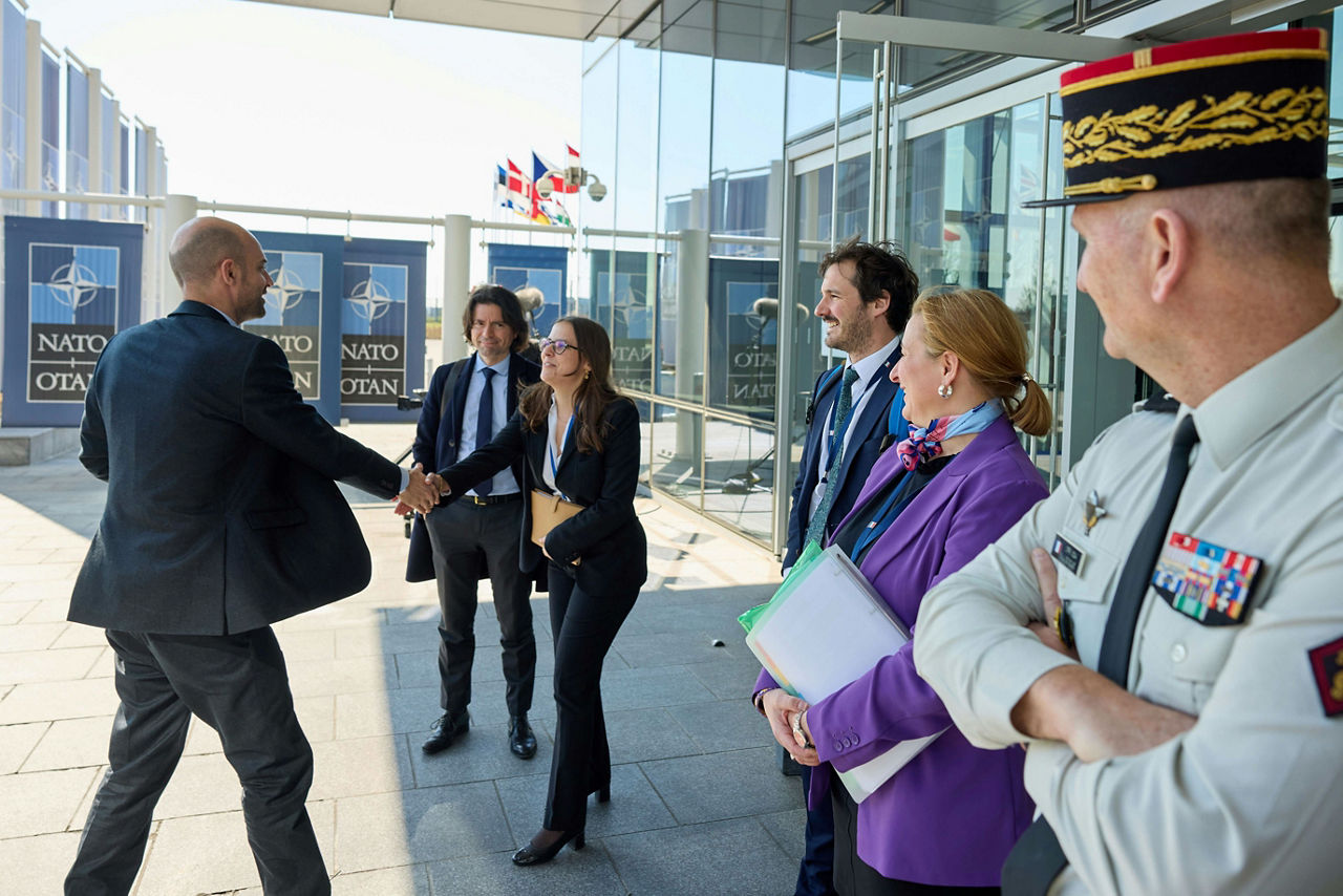 Minister for Europe and Foreign Affairs of France, Jean-Noël Barrot, arrives at the NATO Ministerial Meeting