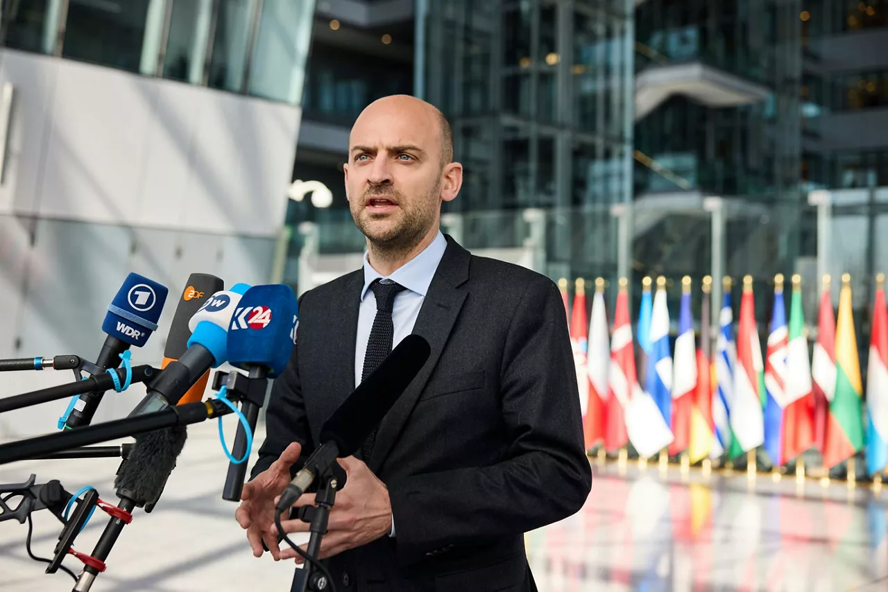 Minister for Europe and Foreign Affairs of France, Jean-Noël Barrot, arrives at the NATO Ministerial Meeting