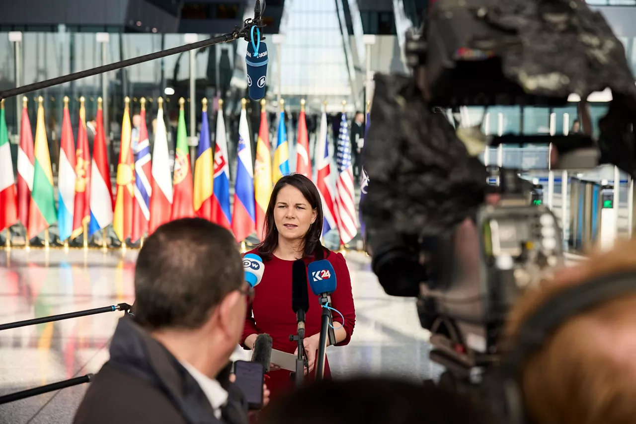 Minister of Foreign Affairs of Germany, Annalena Baerbock, arrives at the NATO Foreign Ministerial