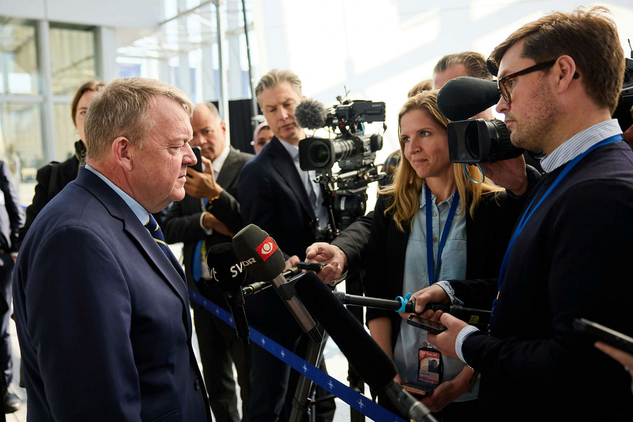 Minister of Foreign Affairs of Denmark, Lars Løkke Rasmussen, arrives at the NATO Foreign Ministerial