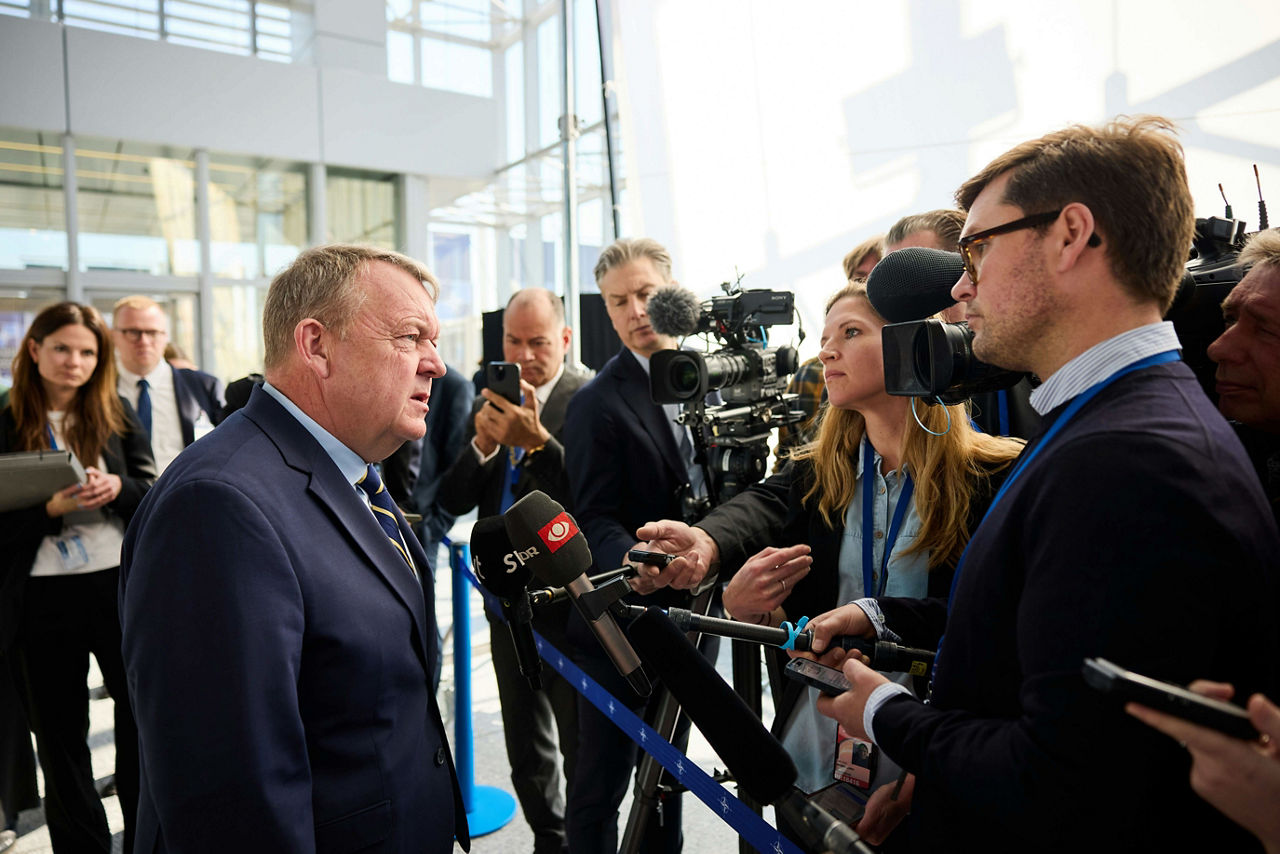 Minister of Foreign Affairs of Denmark, Lars Løkke Rasmussen, arrives at the NATO Foreign Ministerial