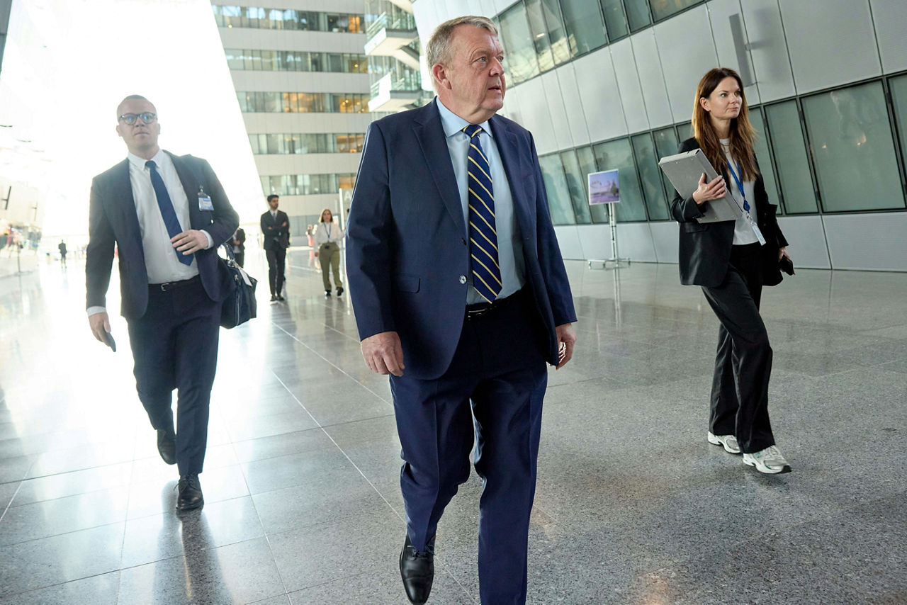 Minister of Foreign Affairs of Denmark, Lars Løkke Rasmussen, arrives at the NATO Foreign Ministerial