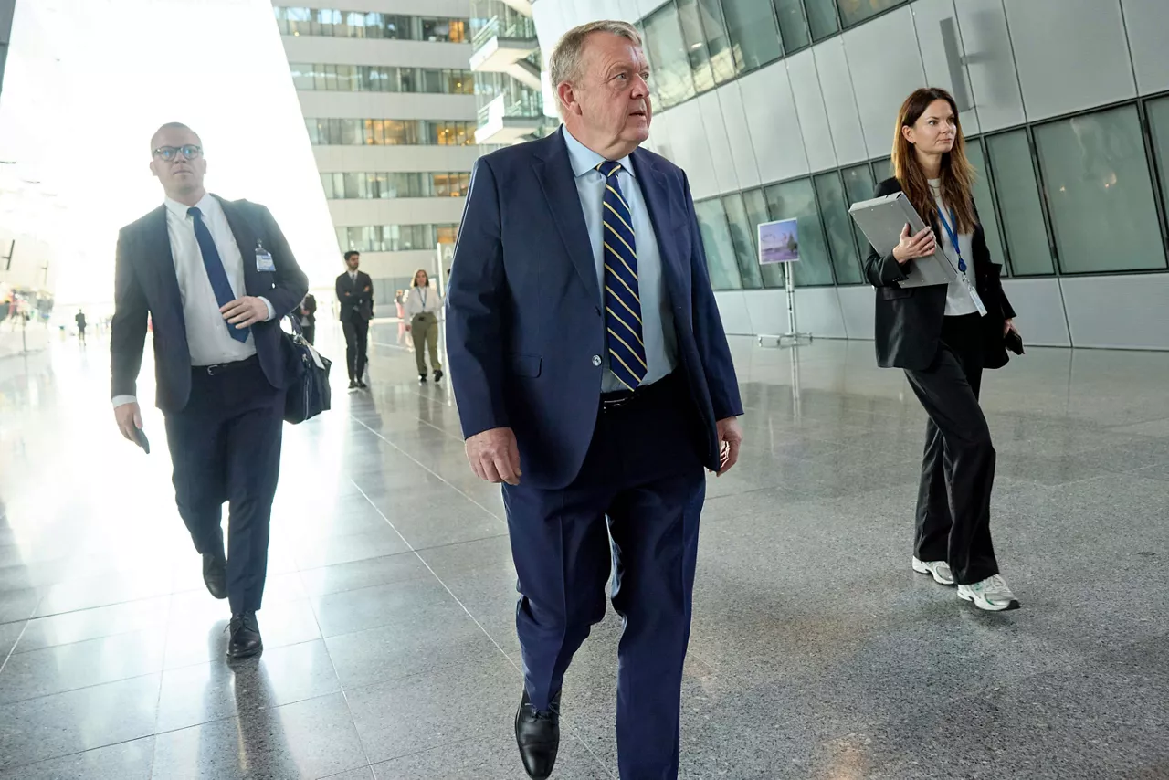 Minister of Foreign Affairs of Denmark, Lars Løkke Rasmussen, arrives at the NATO Foreign Ministerial