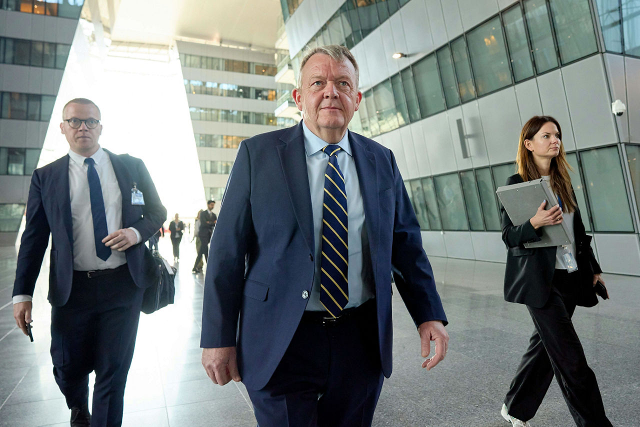 Minister of Foreign Affairs of Denmark, Lars Løkke Rasmussen, arrives at the NATO Foreign Ministerial