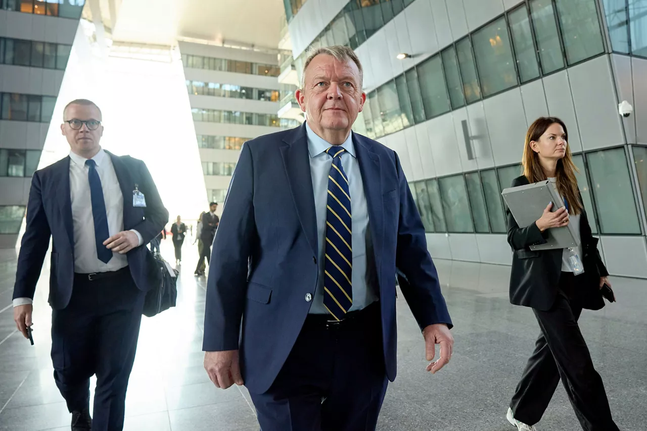 Minister of Foreign Affairs of Denmark, Lars Løkke Rasmussen, arrives at the NATO Foreign Ministerial