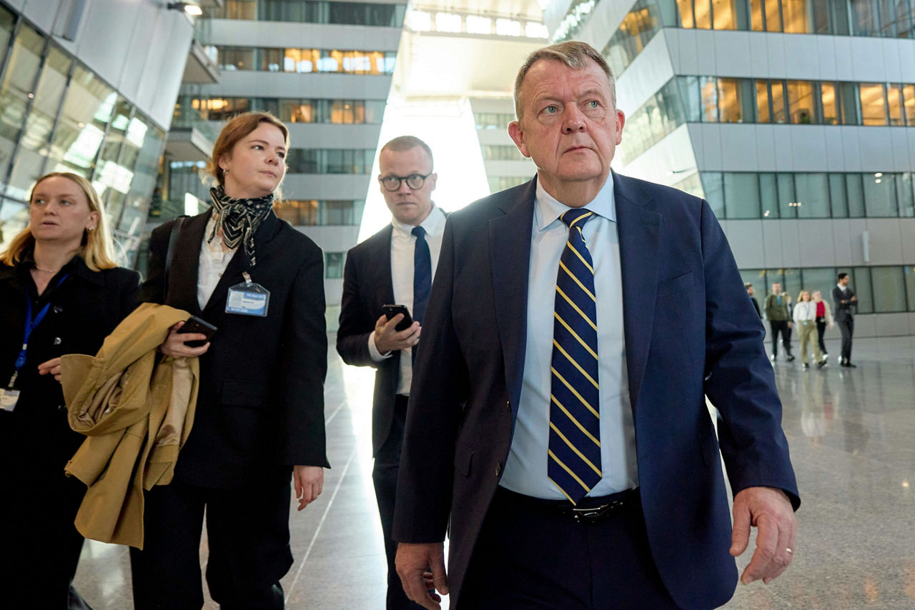 Minister of Foreign Affairs of Denmark, Lars Løkke Rasmussen, arrives at the NATO Foreign Ministerial