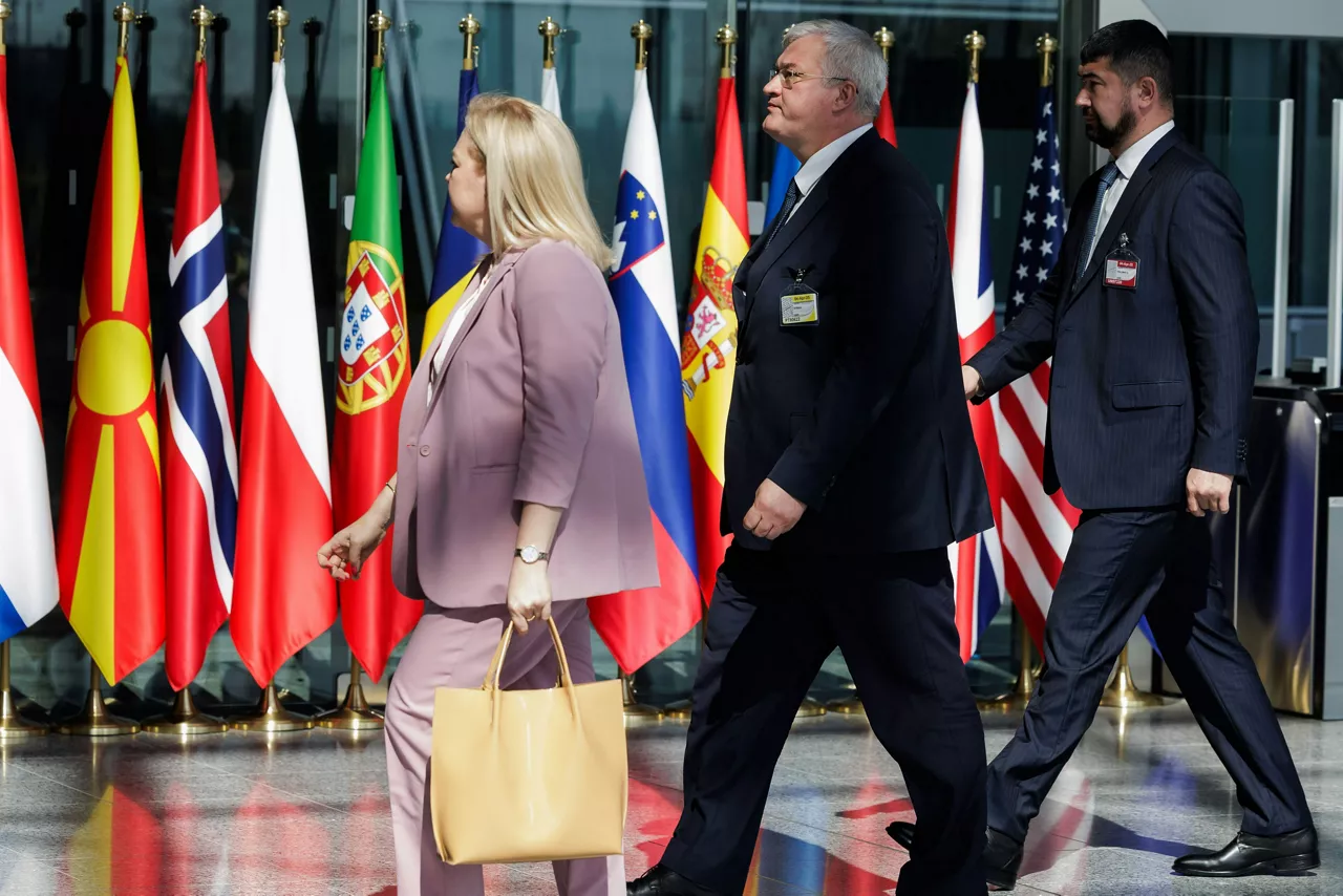 Minister of Foreign Affairs of Ukraine, Andrii Sybiha, arriving at the NATO Foreign Ministerial Meeting