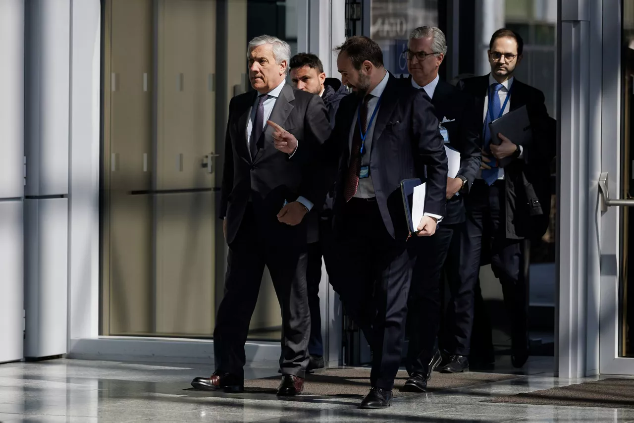 Foreign Minister of Italy, Antonio Tajani, arriving at the NATO Foreign Ministerial