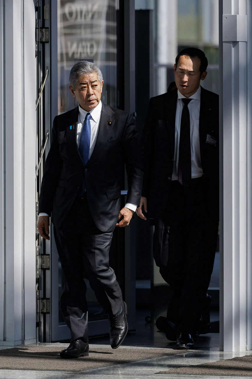 Minister of Foreign Affairs of Japan, Takeshi Iwaya, arriving at the NATO Foreign Ministerial