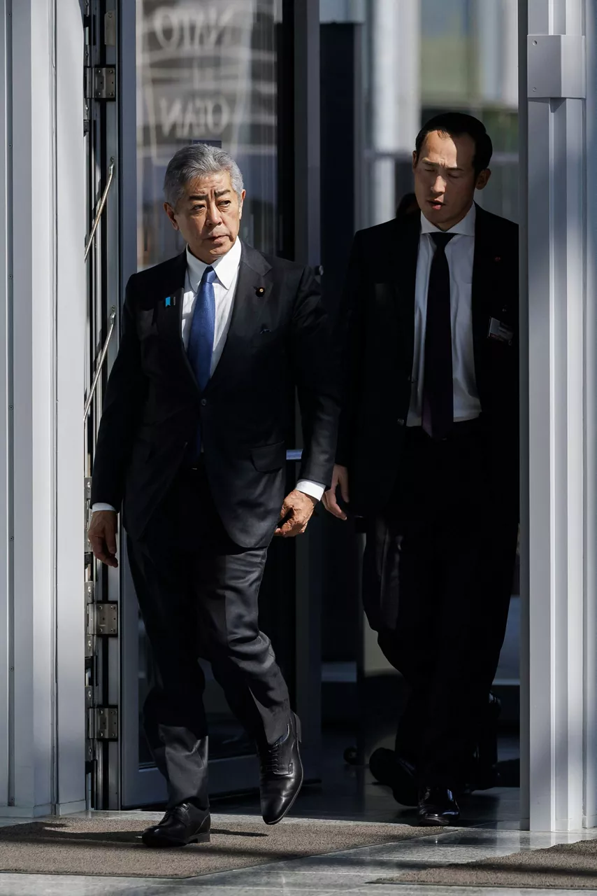 Minister of Foreign Affairs of Japan, Takeshi Iwaya, arriving at the NATO Foreign Ministerial