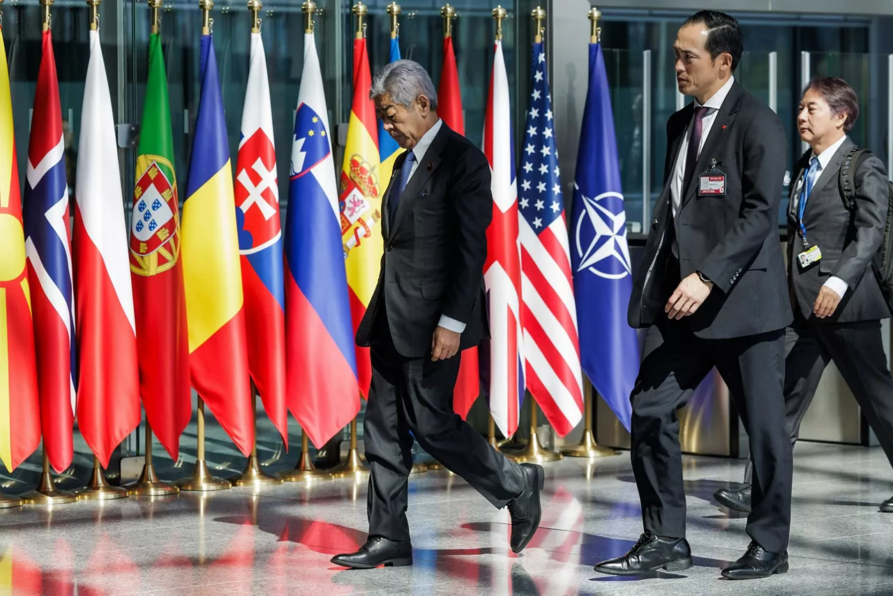 Minister of Foreign Affairs of Japan, Takeshi Iwaya, arriving at the NATO Foreign Ministerial