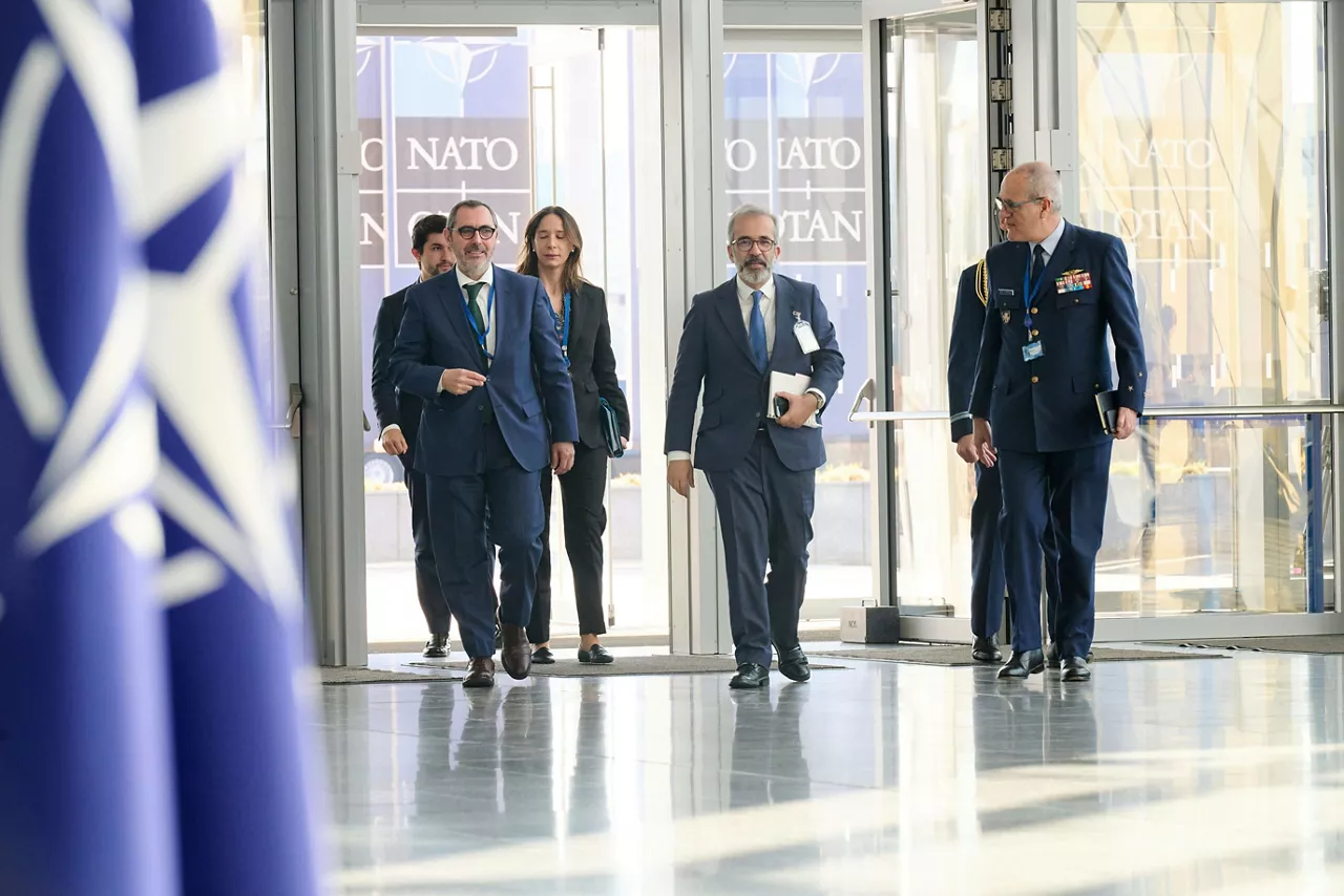 Minister of Foreign Affairs of Portugal, Paulo Rangel, arriving at the NATO Foreign Ministerial