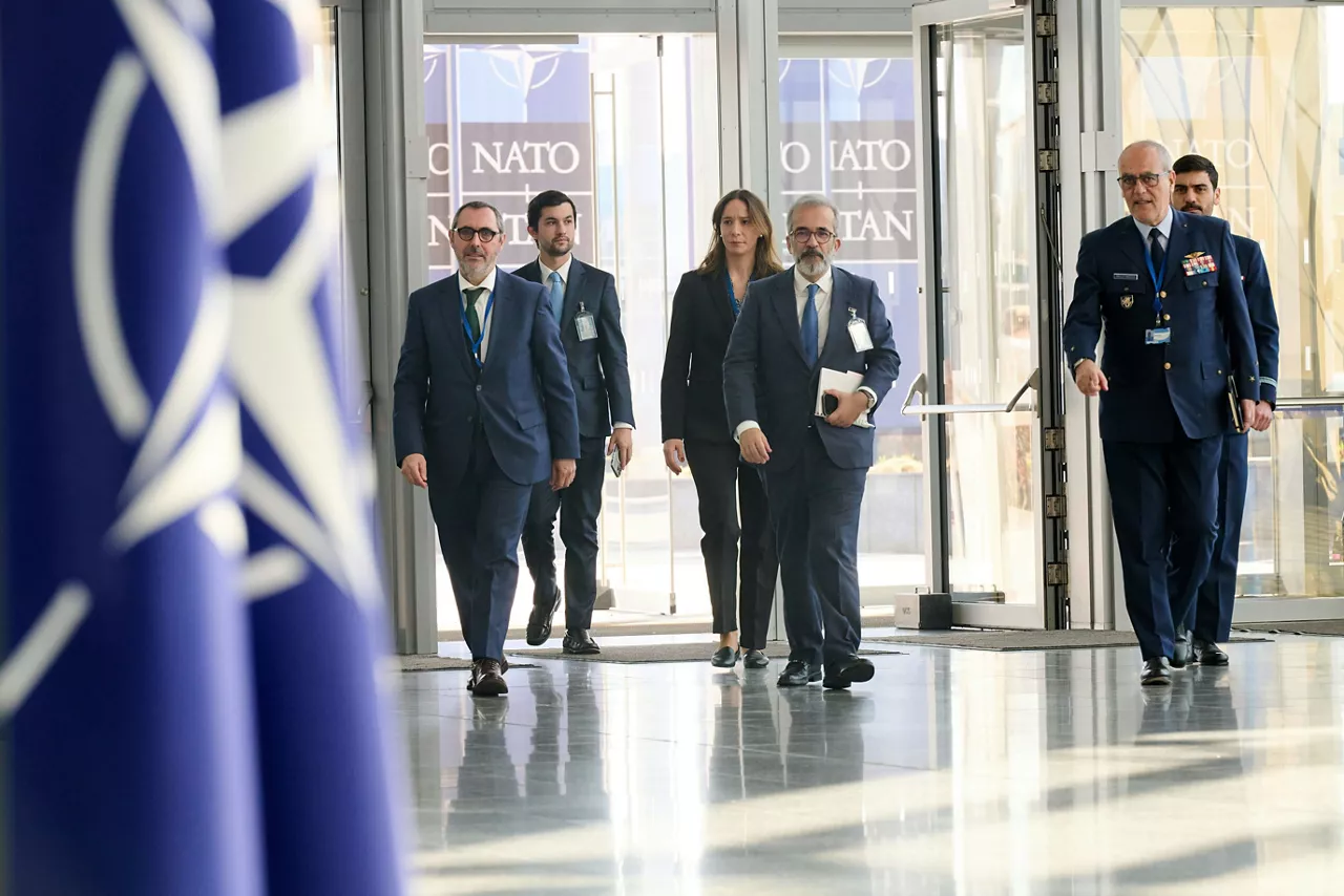 Minister of Foreign Affairs of Portugal, Paulo Rangel, arriving at the NATO Foreign Ministerial