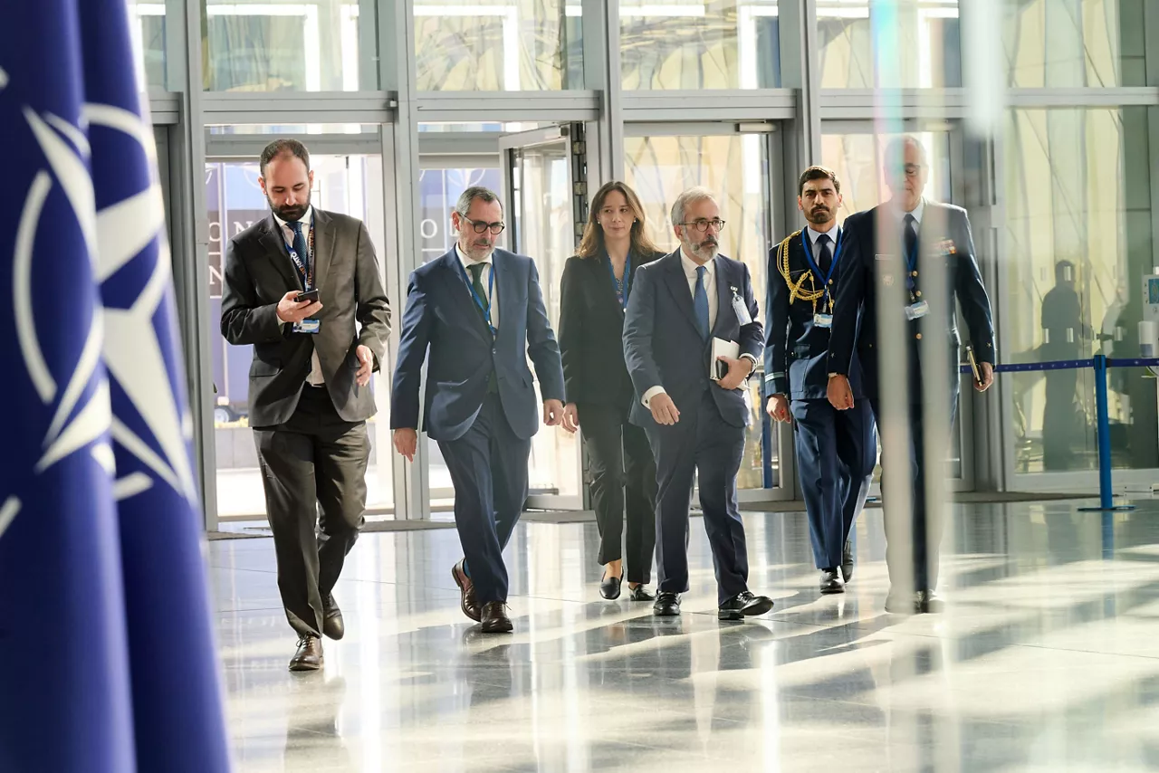 Minister of Foreign Affairs of Portugal, Paulo Rangel, arriving at the NATO Foreign Ministerial