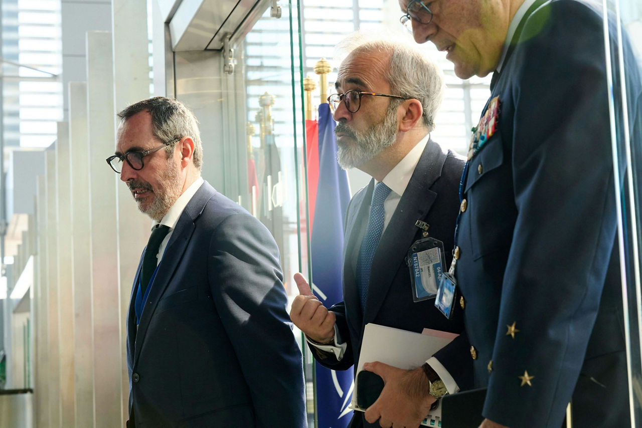 Minister of Foreign Affairs of Portugal, Paulo Rangel, arriving at the NATO Foreign Ministerial