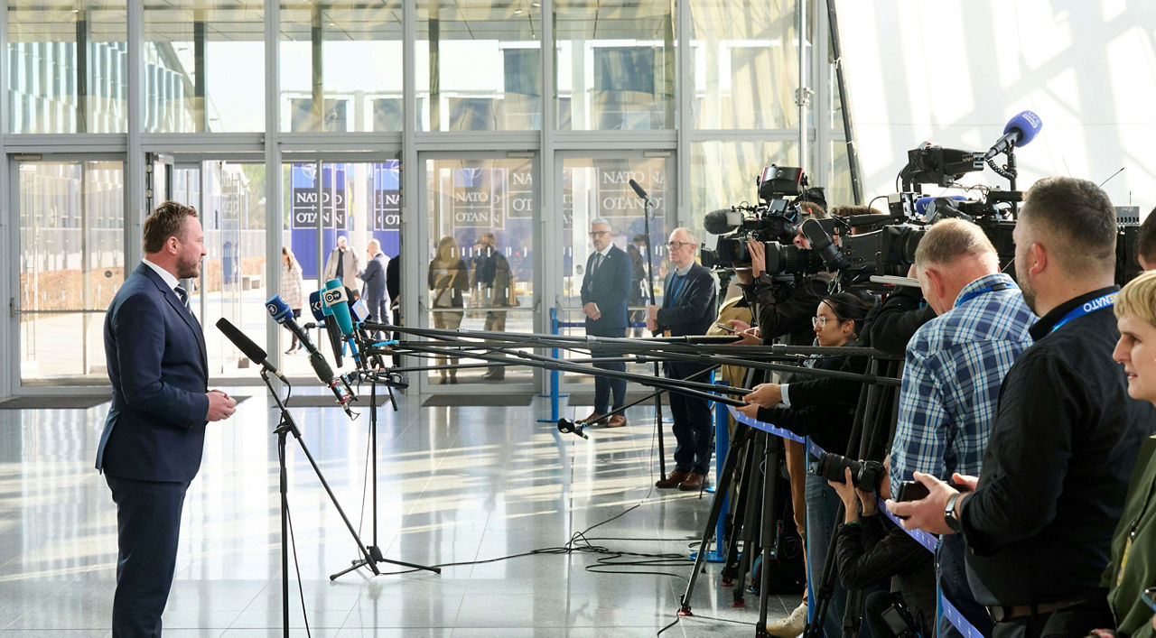 Estonian Minister of Foreign Affairs, Margus Tsahkna, arriving at the NATO Foreign Ministerial