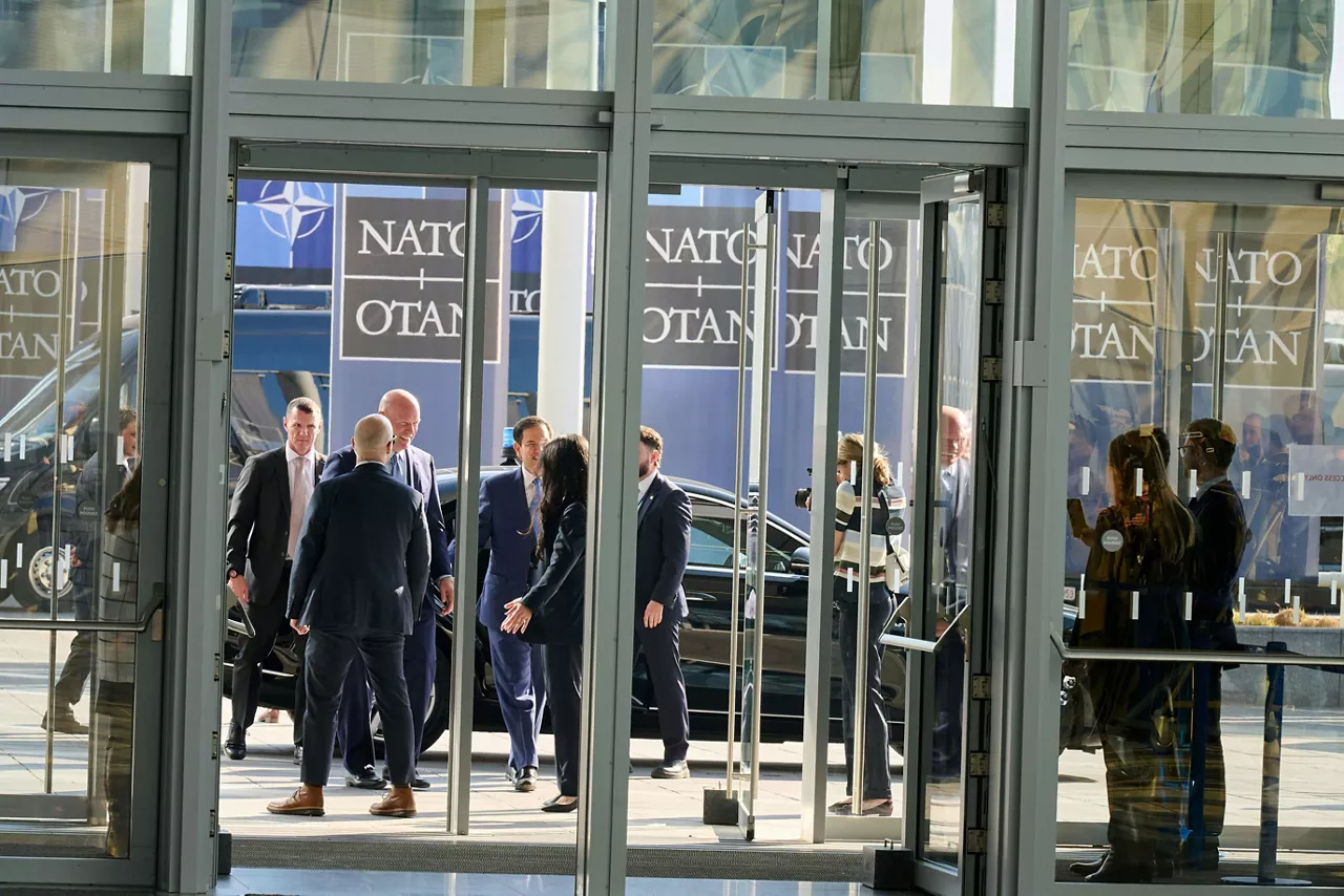 US Secretary of State, Marco Rubio, arriving at the NATO Foreign Ministerial