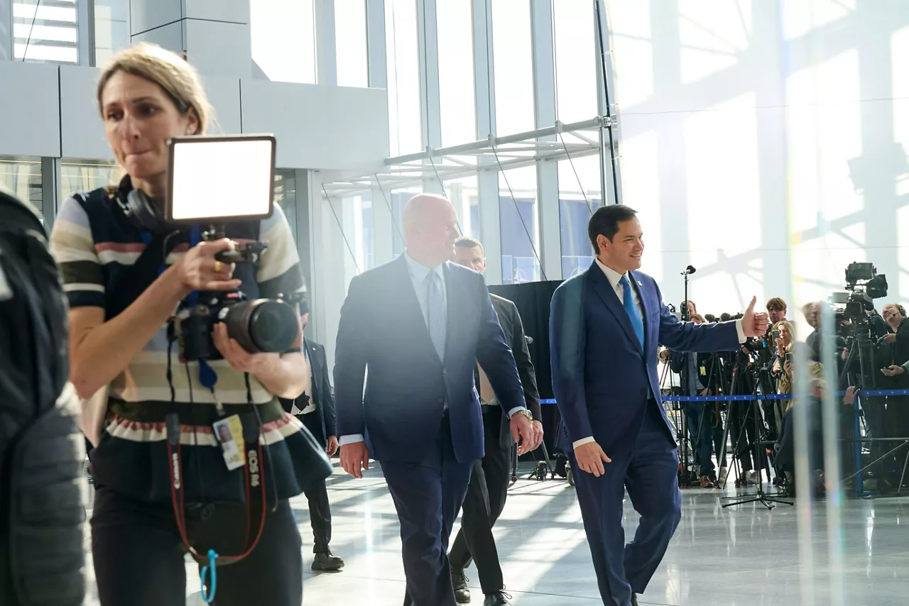 US Secretary of State, Marco Rubio, arriving at the NATO Foreign Ministerial