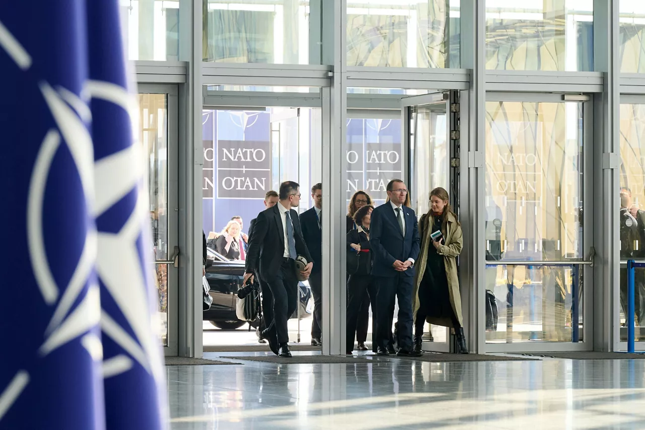 Norway Minister of Foreign Affairs, Espen Barth Eide, arriving at the NATO Foreign Ministerial 