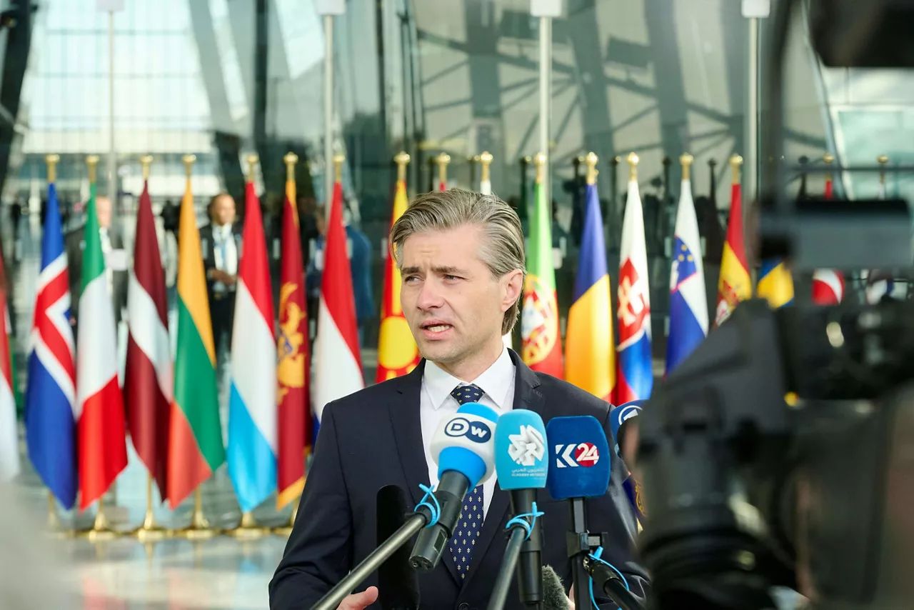 Minister of Foreign Affairs of Lithuania, Kęstutis Budrys, arriving at the NATO Foreign Ministerial Meeting