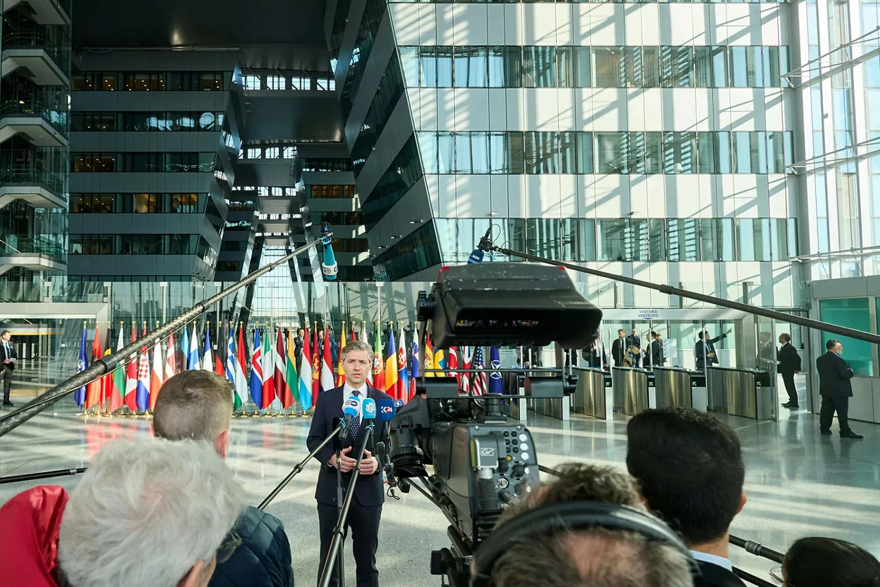 Minister of Foreign Affairs of Lithuania, Kęstutis Budrys, arriving at the NATO Foreign Ministerial Meeting