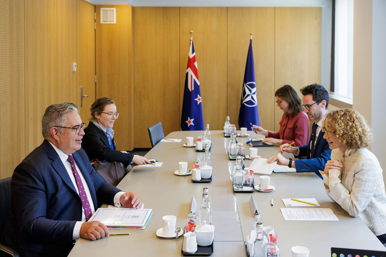 NATO Deputy Secretary General Radmila Shekerinska and Taha McPherson, Deputy Chief Executive, Ministry of Foreign Affairs of New Zealand