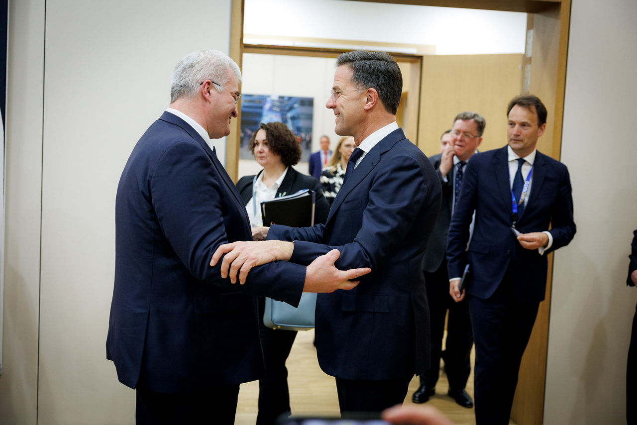 NATO Seretary General Mark Rutte and Andrii Sybiha, Minister of Foreign Affairs, Ukraine