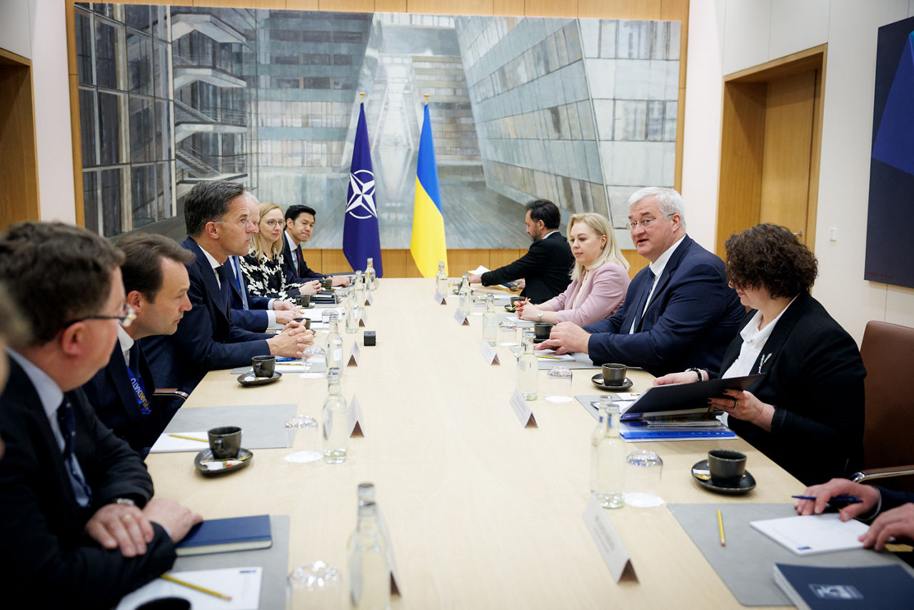 NATO Seretary General Mark Rutte and Andrii Sybiha, Minister of Foreign Affairs, Ukraine
