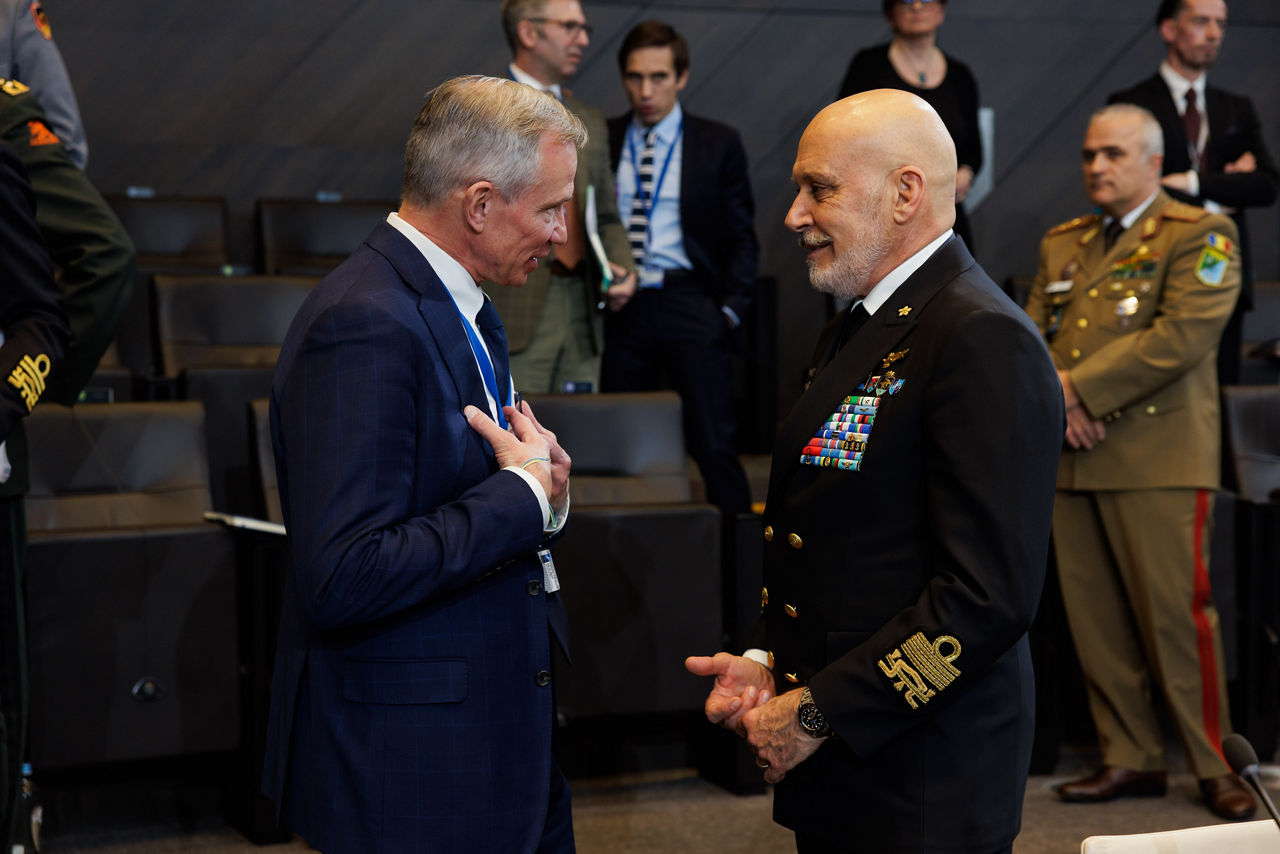 Tom Goffus, NATO Assistant Secretary General for Operations and Chair of the Military Committee Admiral Giuseppe Cavo Dragone