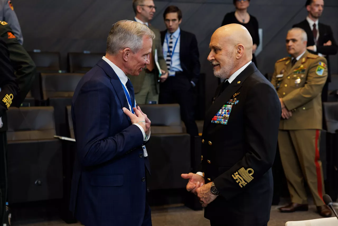Tom Goffus, NATO Assistant Secretary General for Operations and Chair of the Military Committee Admiral Giuseppe Cavo Dragone