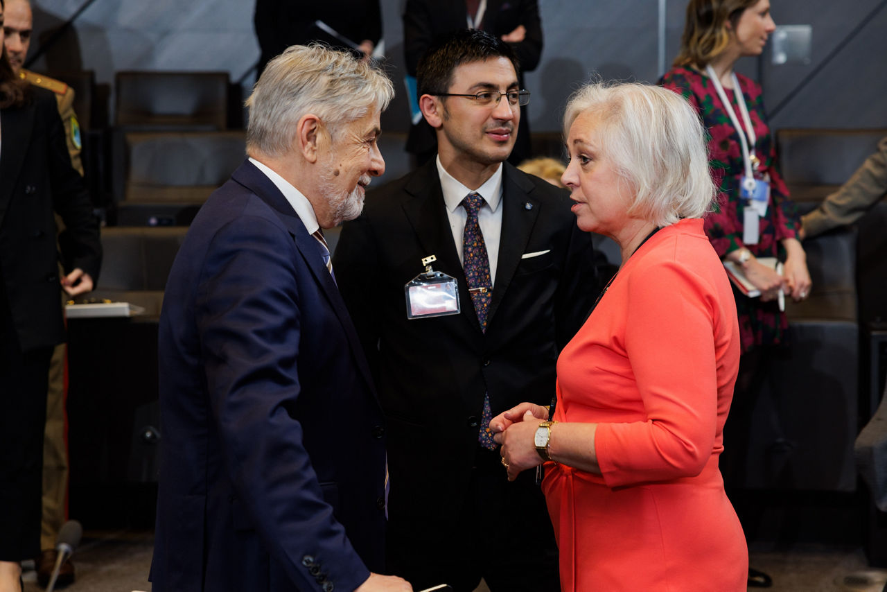 Ilir Gjoni (Permanent Representative,Albania), Endrit Yzeiraj (Deputy Minister of Foreign Affairs, Albania) and Ariadne Petridis (Permanent Representative, Belgium)