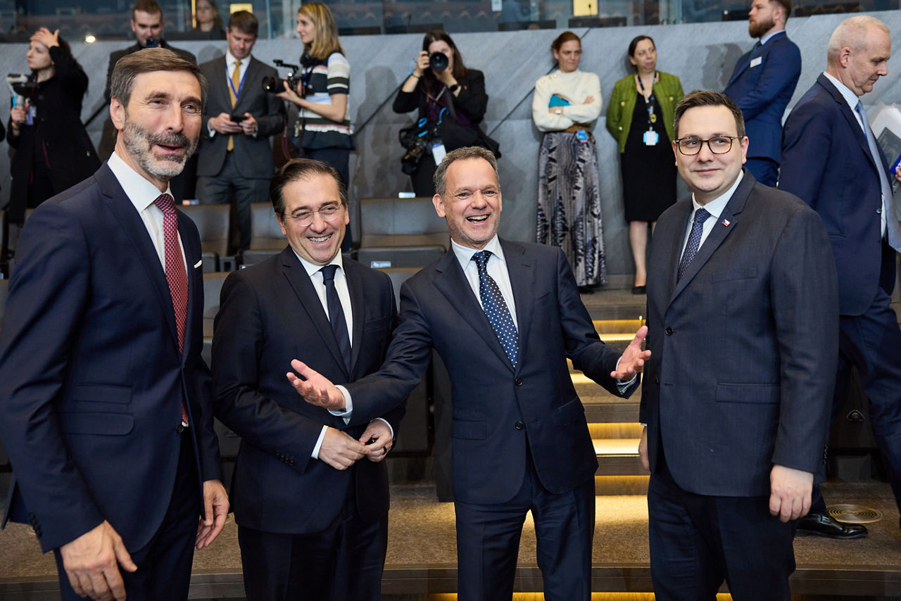 Juraj Blanár (Minister of Foreign Affairs, Slovak Republic), José Manuel Albares Bueno (Minister of Foreign Affairs, Spain), Caspar Veldkamp (Minister of Foreign Affairs, Netherlands) and Jan Lipavský (Minister of Foreign Affairs, Czechia) 