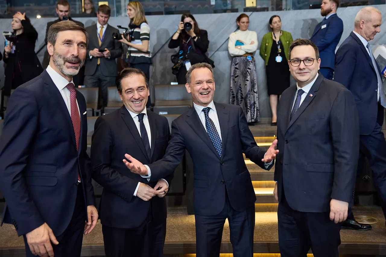 Juraj Blanár (Minister of Foreign Affairs, Slovak Republic), José Manuel Albares Bueno (Minister of Foreign Affairs, Spain), Caspar Veldkamp (Minister of Foreign Affairs, Netherlands) and Jan Lipavský (Minister of Foreign Affairs, Czechia) 