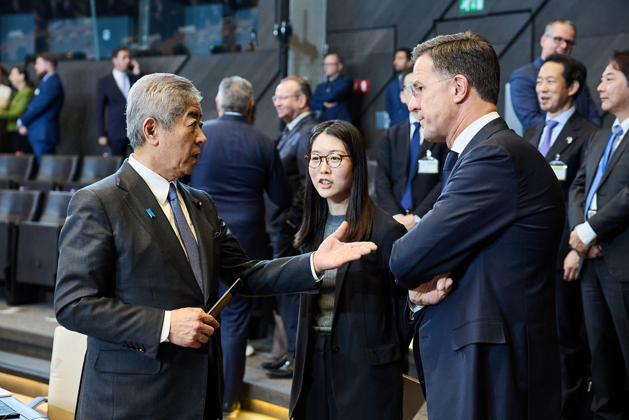 Takeshi Iwaya (Minister of Foreign Affairs, Japan) and NATO Secretary General Mark Rutte