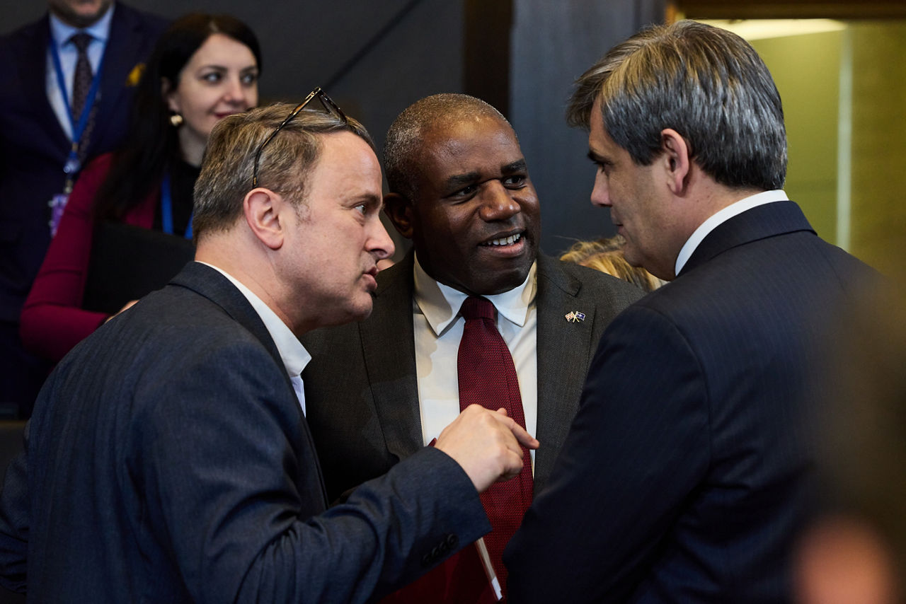 Xavier Bettel (Minister of Foreign Affairs, Luxembourg), David Lammy (UK Foreign Secretary) and Ervin Ibrahimović (Minister of Foreign Affairs, Montenegro)