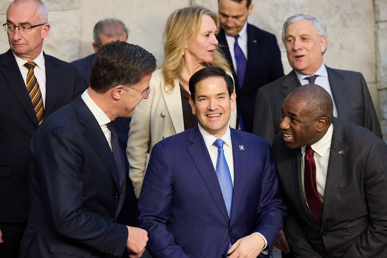 NATO Secretary General Mark Rutte, Marco Rubio (US Secretary of State) and David Lammy (UK Foreign Secretary)