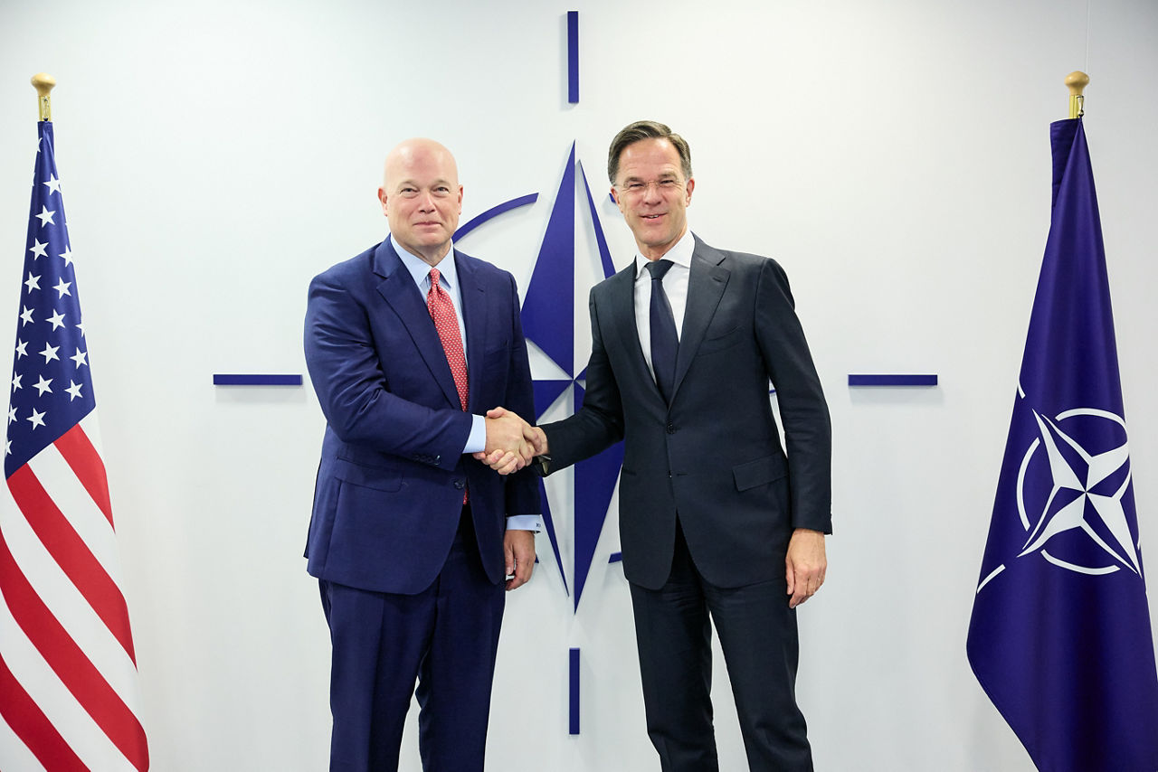 NATO Secretary General Mark Rutte  and Matthew G. Whitaker, NATO Permanent Representative for the United States
