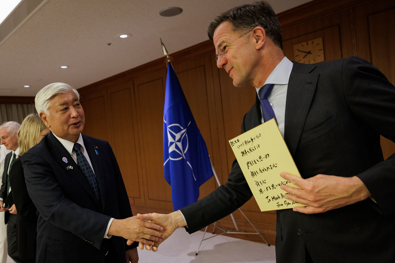 NATO Secretary General Mark Rutte meets with the Minister of Defence of Japan, Gen Nakatani