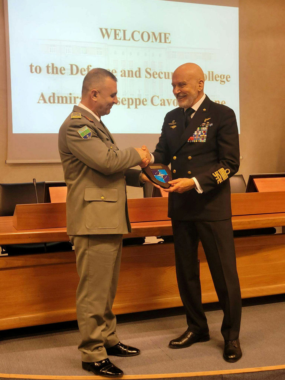 Chair of the NATO Military Committee (CMC), Admiral Giuseppe Cavo Dragone at the Defence Security College in Tirana
