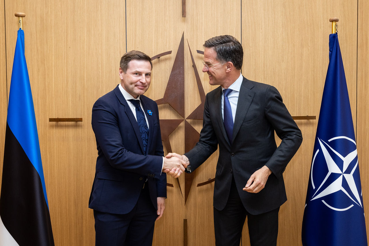 NATO Secretary General Mark Rutte meets with Hanno Pevkur (Minister of Defence, Estonia)